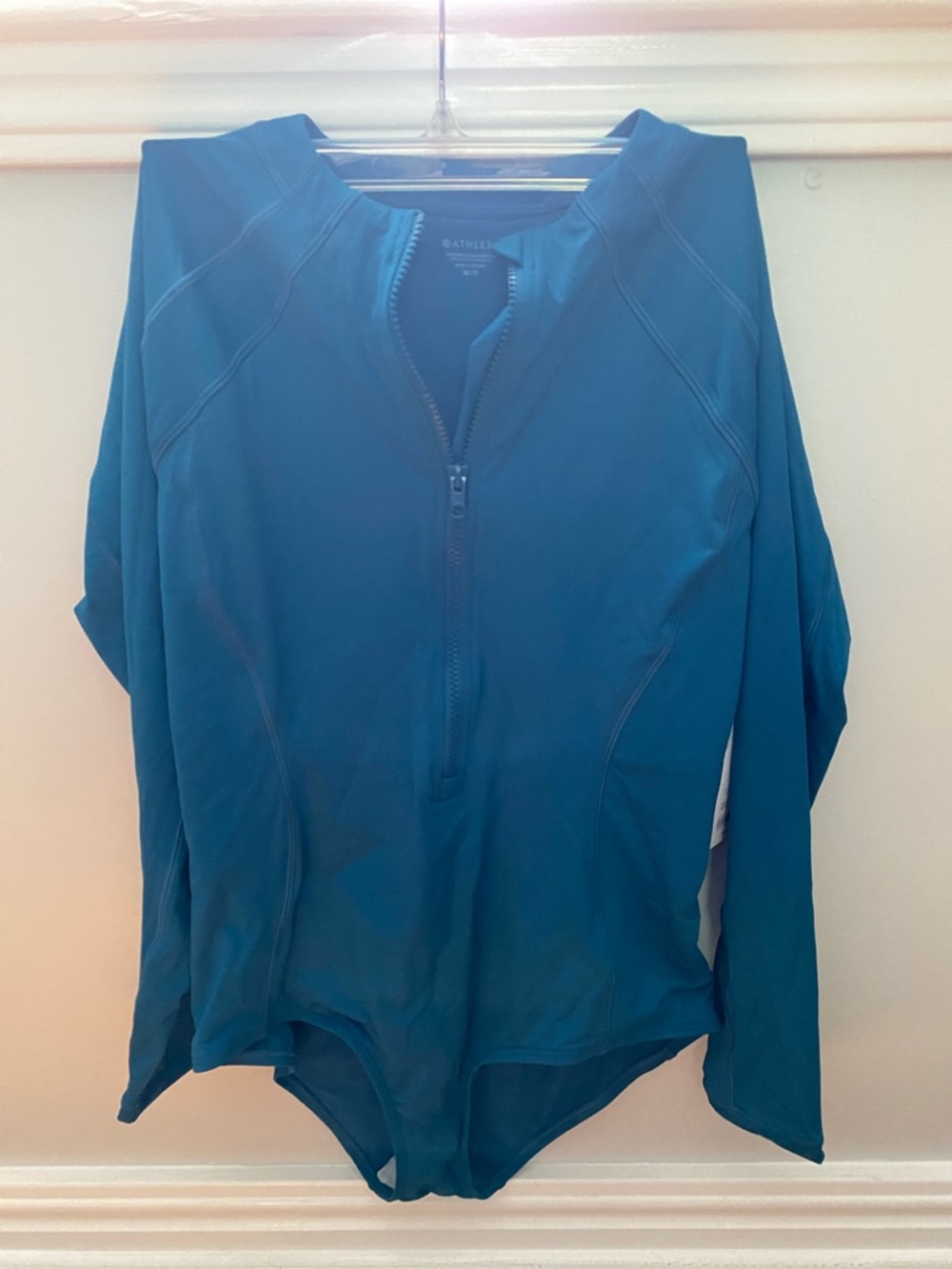 Athleta Teal Zip-Front Long Sleeve Rash Guard